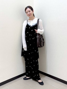 「LOWRYS FARM（ローリーズファーム）のバレエシューズ 1049086（バレエシューズ、ブラック系）」を使った、なあせさん（レディース）の秋コーディネート