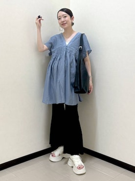 「アイテム（ピアス（両耳用））」を使った、なあせさん（レディース・157cm）の夏コーディネート
