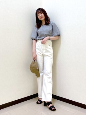「フレアデニム」｜なあせさん（レディース・157cm）の夏コーディネート