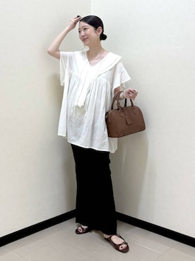 「LOWRYS FARM（ローリーズファーム）のスタイルＵＰクロスカップキャミ　100757（Tシャツ/カットソー）」を使った、なあせさん（レディース・157cm・20代）の夏コーディネート