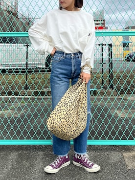 「NUN（エヌユーエヌ）のアイテム」を使った、アラキユミさん（レディース・152cm）の春コーディネート