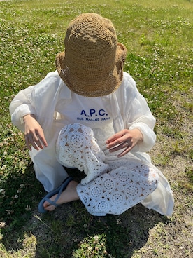 「Sygne.（シーニュ）のSygne.　レースパンツ（その他パンツ、ホワイト系）」を使った、アラキユミさん（レディース・152cm）の夏コーディネート