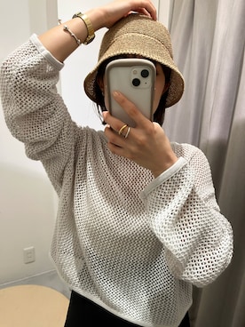 「one after another NICE CLAUP（ワンアフターアナザーナイスクラップ）のアイテム（帽子）」を使った、アラキユミさん（レディース・152cm）の春コーディネート