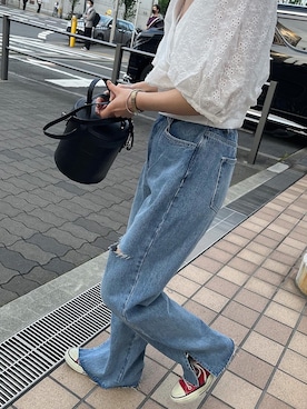 「コットンレース」｜アラキユミさん（レディース・152cm）の春コーディネート