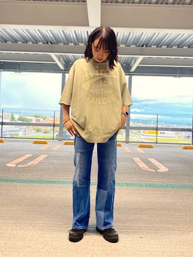 「リメイクデニム」｜「アイテム（Tシャツ/カットソー）」を使った、MIYUUさん（レディース・160cm）の秋コーディネート