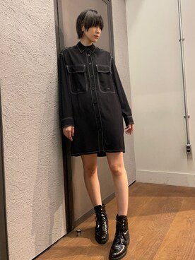 「ALLSAINTS（オールセインツ）のアイテム（シャツワンピース）」を使った、Ameliaさん（レディース・170cm）の秋コーディネート
