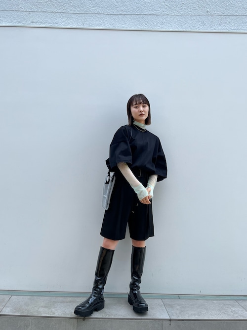 UJOH◆ドローコードヘムクロップドTシャツ/2/コットン/BLK/無地/U772-T04-021 中古・古着通販】Ujoh (ウジョー) ドローコードヘムクロップドT