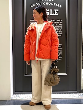 「AIGLE（エーグル）のアイテム（ダウンジャケット/コート）」を使った、okuyama39さん（レディース・160cm）の冬コーディネート