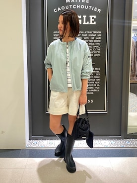 「AIGLE（エーグル）のアイテム（ノーカラージャケット）」を使った、okuyama39さん（レディース・160cm）の夏コーディネート