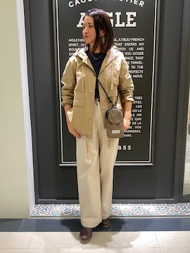 「AIGLE（エーグル）のアイテム（ブルゾン）」を使った、okuyama39さん（レディース・160cm）の春コーディネート