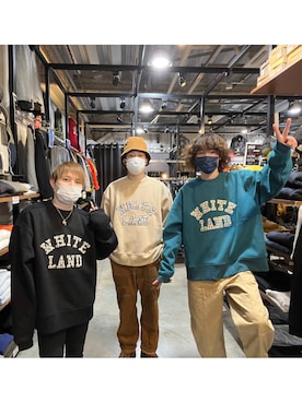 「whiteland」｜「アイテム（スウェット）」を使った、Hideki Fukudaさん（メンズ・175cm）の春コーディネート