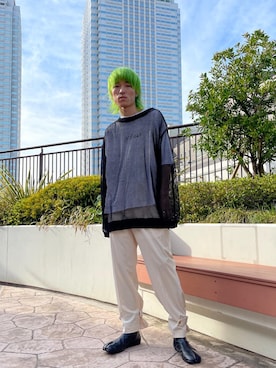 「CLAMP（クランプ）のアイテム（その他パンツ）」を使った、Hideki Fukudaさん（メンズ・175cm）の春コーディネート