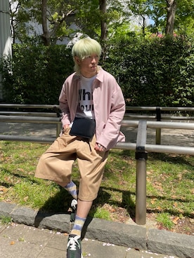 「White Mountaineering」｜Hideki Fukudaさん（メンズ・175cm）の春コーディネート
