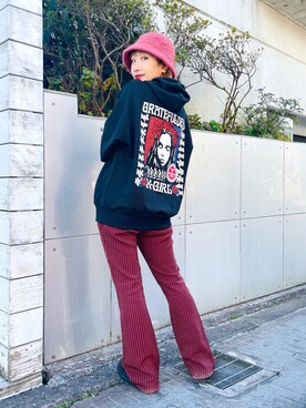 「アイテム（ハット、ブラウン系）」を使った、イ　ヒョンジンさん（レディース・158cm）の秋コーディネート