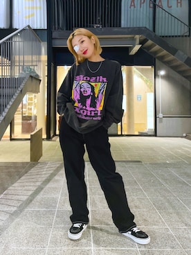「X-girl（エックスガール）のWIDE TAPERED PANTS（その他パンツ）」を使った、イ　ヒョンジンさん（レディース・157cm）の秋コーディネート