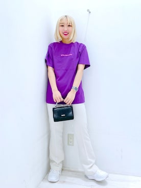「カラーTシャツ」｜「アイテム（パンツ）」を使った、イ　ヒョンジンさん（レディース・158cm）の春コーディネート