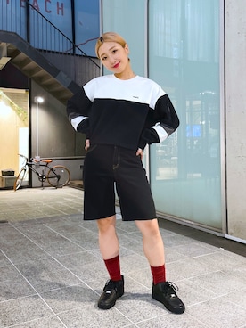 「モードストリート」｜「アイテム（スウェット）」を使った、イ　ヒョンジンさん（レディース・157cm）の秋コーディネート