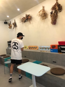 「NEW ERA（ニューエラ）の【NEW ERA×BTS×MLBコラボ】キャップ 9FORTY BTS × MLB Butter ボストン・レッドソックス ブラック 13281608（キャップ、ブラック系）」を使った、YuUTaさん（メンズ・178cm）の夏コーディネート