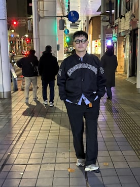 「アイテム（スタジャン）」を使った、YuUTaさん（メンズ・178cm）の冬コーディネート