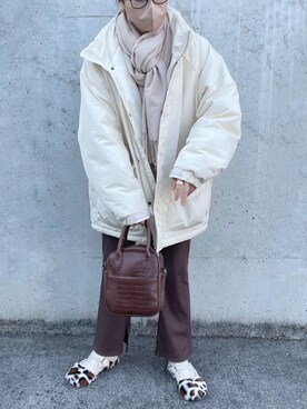 「cashmere（カシミア）のアイテム」を使った、さっちさん（レディース・159cm）の冬コーディネート