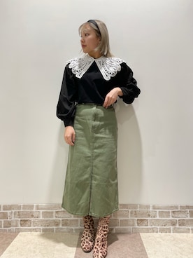 「アイテム（付け襟）」を使った、伊藤さん（レディース・151cm）の冬コーディネート