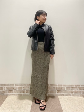 「アーバンリサーチ」｜「アイテム（ライダースジャケット）」を使った、伊藤さん（レディース・151cm）の春コーディネート