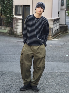 「アイテム（カーゴパンツ）」を使った、renさん（メンズ・167cm・20代）の秋コーディネート