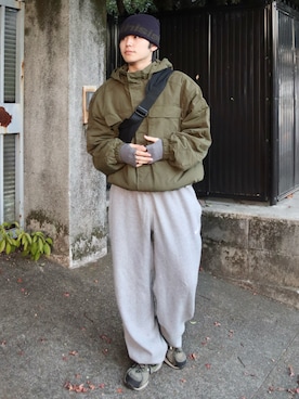 「アイテム（ニットキャップ/ビーニー）」を使った、renさん（メンズ・167cm）の冬コーディネート