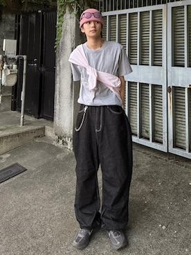「アイテム（ニットキャップ/ビーニー、ピンク系）」を使った、''r_e_n"さん（メンズ・167cm）の夏コーディネート