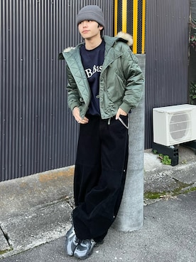 「アイテム（ミリタリージャケット）」を使った、renさん（メンズ・167cm）の冬コーディネート