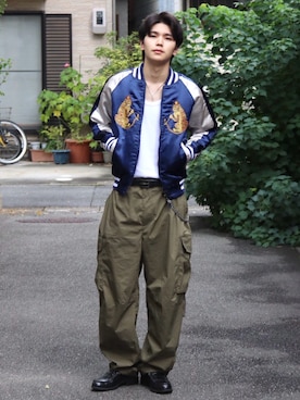 「アイテム（スカジャン）」を使った、renさん（メンズ・167cm）の秋コーディネート