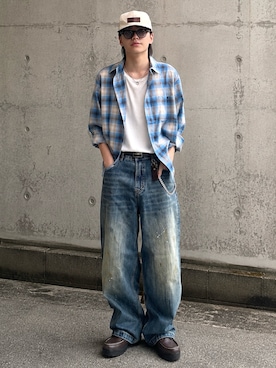 「アイテム（キャップ）」を使った、renさん（メンズ・167cm）の夏コーディネート