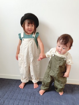 「pairmanon（ペアマノン）のアイテム（サロペット/オーバーオール）」を使った、niputotoさん（キッズ・80cm）の夏コーディネート