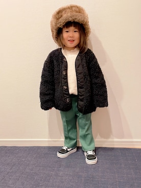 「BRANSHES（ブランシェス）のアイテム（ブルゾン）」を使った、niputotoさん（キッズ・80cm）の冬コーディネート