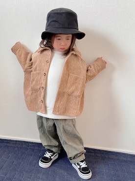 「アイテム（ハット）」を使った、niputotoさん（キッズ・80cm）の冬コーディネート