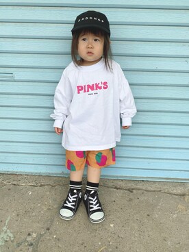 「アイテム（ソックス/靴下、ブラック系）」を使った、niputotoさん（キッズ・80cm）の春コーディネート