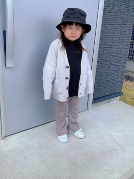 「アイテム（ハット）」を使った、niputotoさん（キッズ・90cm）の冬コーディネート