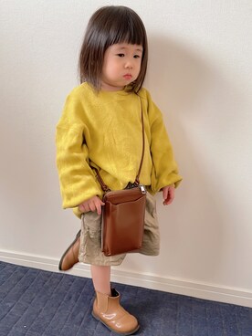 「petit main（プティマイン）のアイテム（ブーツ）」を使った、niputotoさん（キッズ・80cm）の春コーディネート