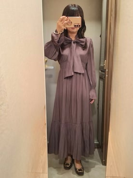 「アイテム（ワンピース/ドレス、パープル系）」を使った、yukoさん（レディース・153cm）の秋コーディネート