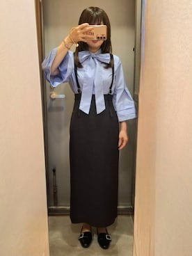 「NATURAL BEAUTY BASIC（ナチュラルビューティーベーシック）のアイテム（スカート、ブラック系）」を使った、yukoさん（レディース・153cm）の春コーディネート