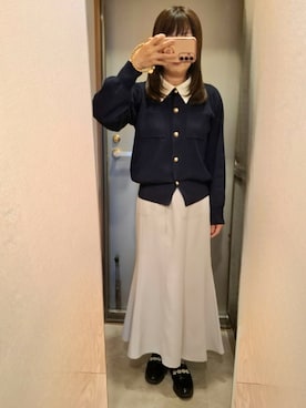 「NATURAL BEAUTY BASIC（ナチュラルビューティーベーシック）のアイテム（スカート、グレー系）」を使った、yukoさん（レディース・153cm）の春コーディネート