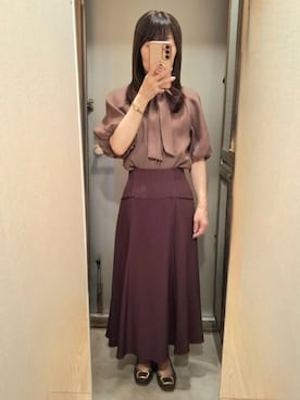 「ボウタイブラウス」｜yukoさん（レディース・153cm）の秋コーディネート