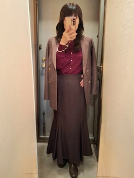 「NATURAL BEAUTY BASIC（ナチュラルビューティーベーシック）のアイテム（スカート）」を使った、yukoさん（レディース・153cm）の秋コーディネート