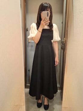 「NATURAL BEAUTY BASIC（ナチュラルビューティーベーシック）のアイテム（ジャンパースカート）」を使った、yukoさん（レディース・153cm）の夏コーディネート