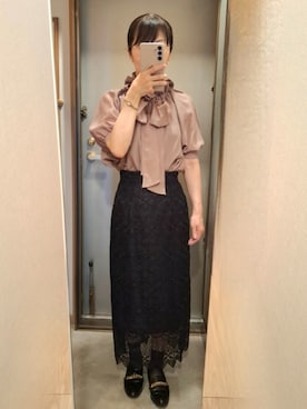 「ボウタイブラウス」｜yukoさん（レディース・153cm）の夏コーディネート