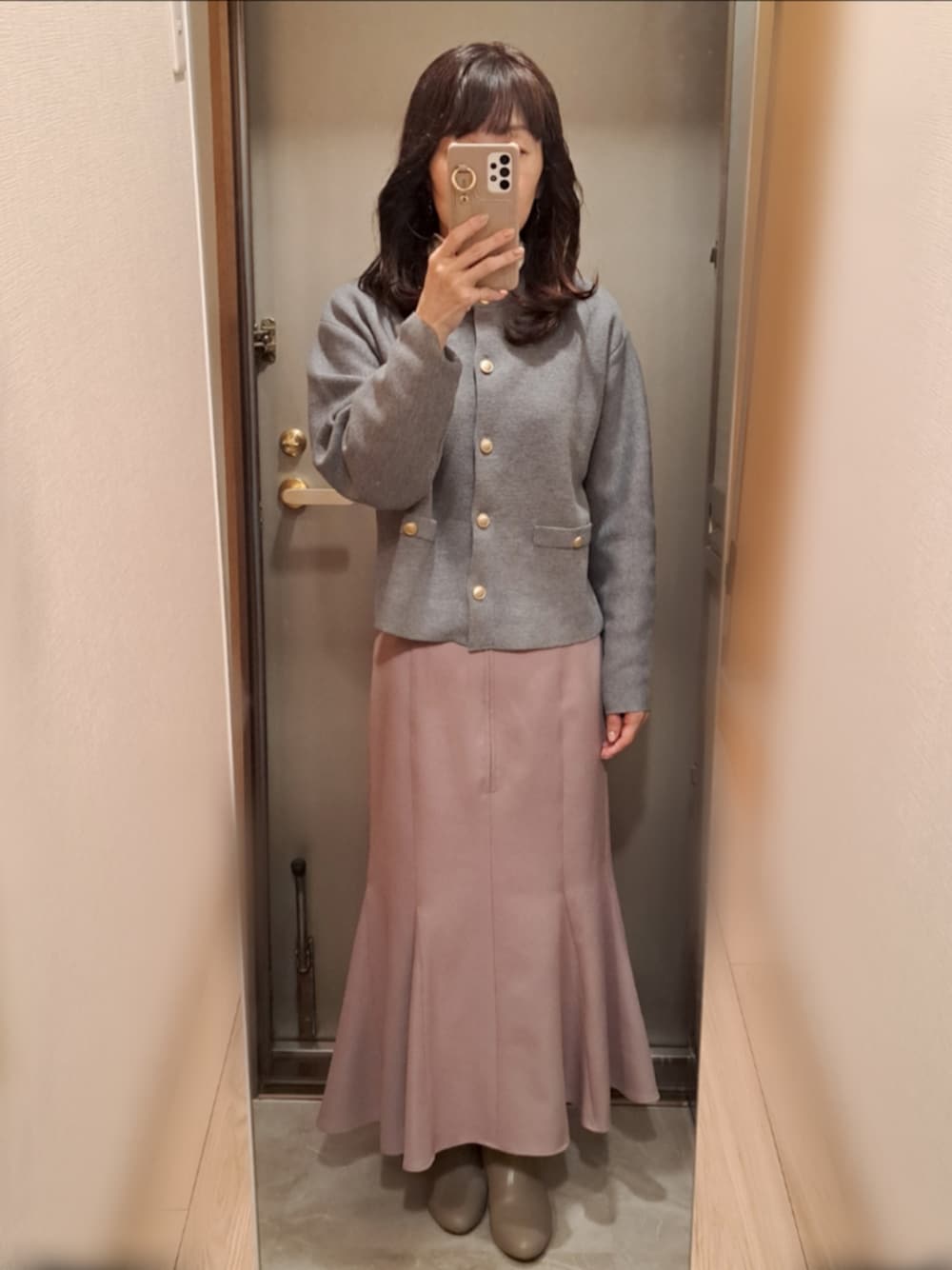 美品 TONAL アンゴラニットジャケット グレー カーディガン 金ボタン 美品 TONAL アンゴラニットジャケット グレー カーディガン 金