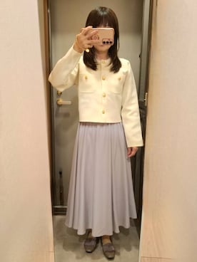 「NATURAL BEAUTY BASIC（ナチュラルビューティーベーシック）の【sweet4月号掲載】◇【ちょうど、いい服】ふんわり春風フレアスカート（スカート、パープル系）」を使った、yukoさん（レディース・153cm）の春コーディネート