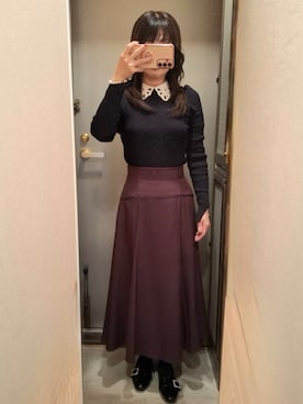 「NATURAL BEAUTY BASIC（ナチュラルビューティーベーシック）のアイテム（スカート）」を使った、yukoさん（レディース・153cm）の秋コーディネート