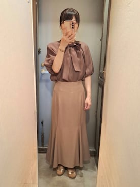 「ボウタイブラウス」｜yukoさん（レディース・153cm）の秋コーディネート