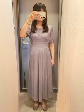 「NATURAL BEAUTY BASIC（ナチュラルビューティーベーシック）の◇ヨークライン楊柳プリーツワンピース（ワンピース、パープル系）」を使った、yukoさん（レディース・153cm）の夏コーディネート
